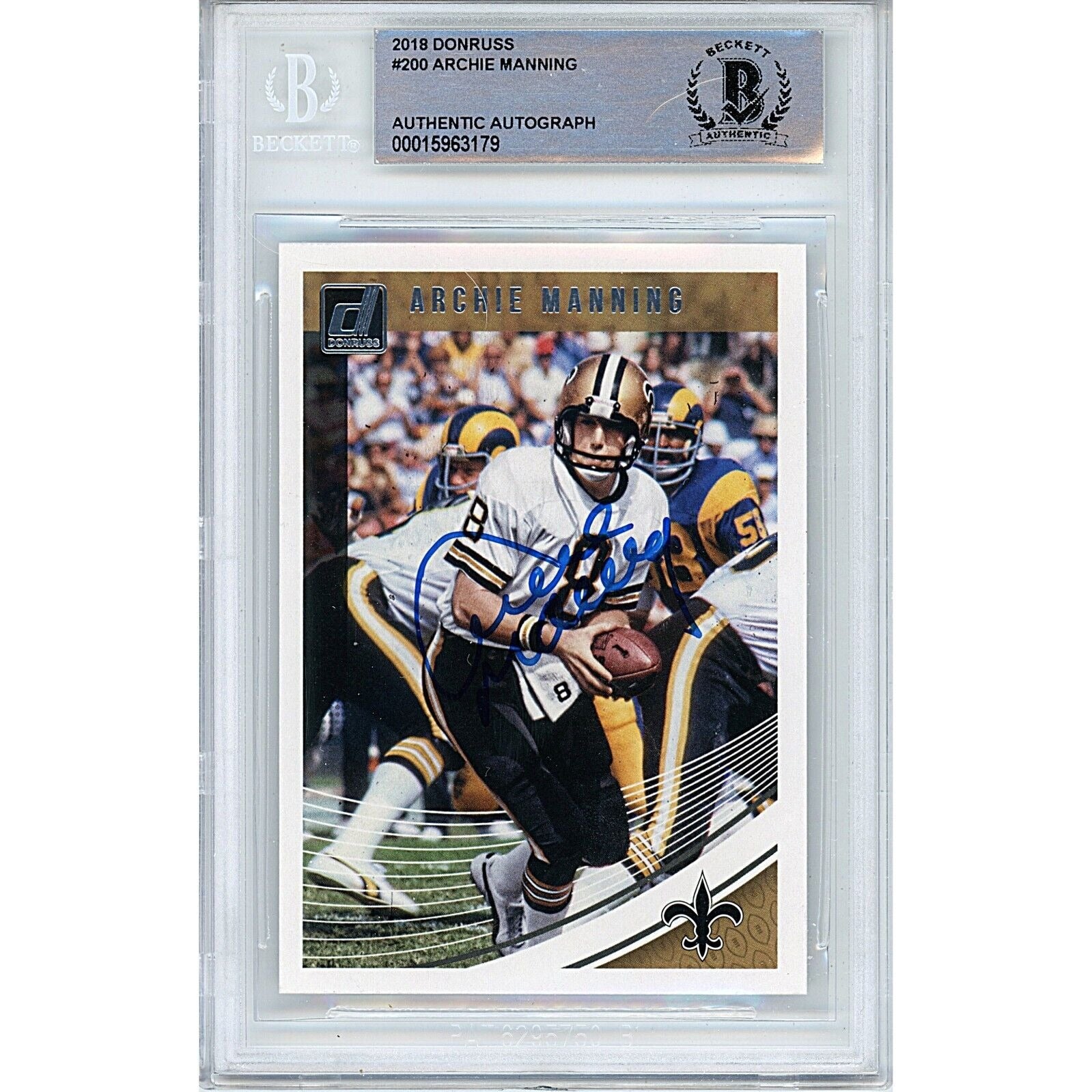 2018 Donruss #200 Archie Manning New Orleans Saints Autographed Trading Card – Beckett BAS