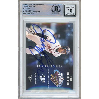 Jason Bay Signed 2003 PCL Top Prospects MultiAd Minor League Card BGS Auto 10 Graded