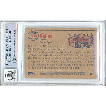 Baseballs- Autographed- Al Kaline Detroit Tigers Signed 2006 Topps Heritage Throwbacks Baseball Card Beckett Authentic Auto Slab Back