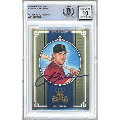 Baseballs- Autographed- Lance Berkman Houston Astros Signed 2005 Donruss Diamond Kings Baseball Card Beckett Authentic BGS Auto-10 Graded Slab Front