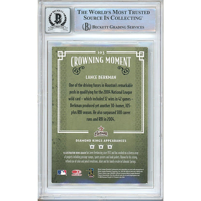 Baseballs- Autographed- Lance Berkman Houston Astros Signed 2005 Donruss Diamond Kings Baseball Card Beckett Authentic BGS Auto-10 Graded Slab Back