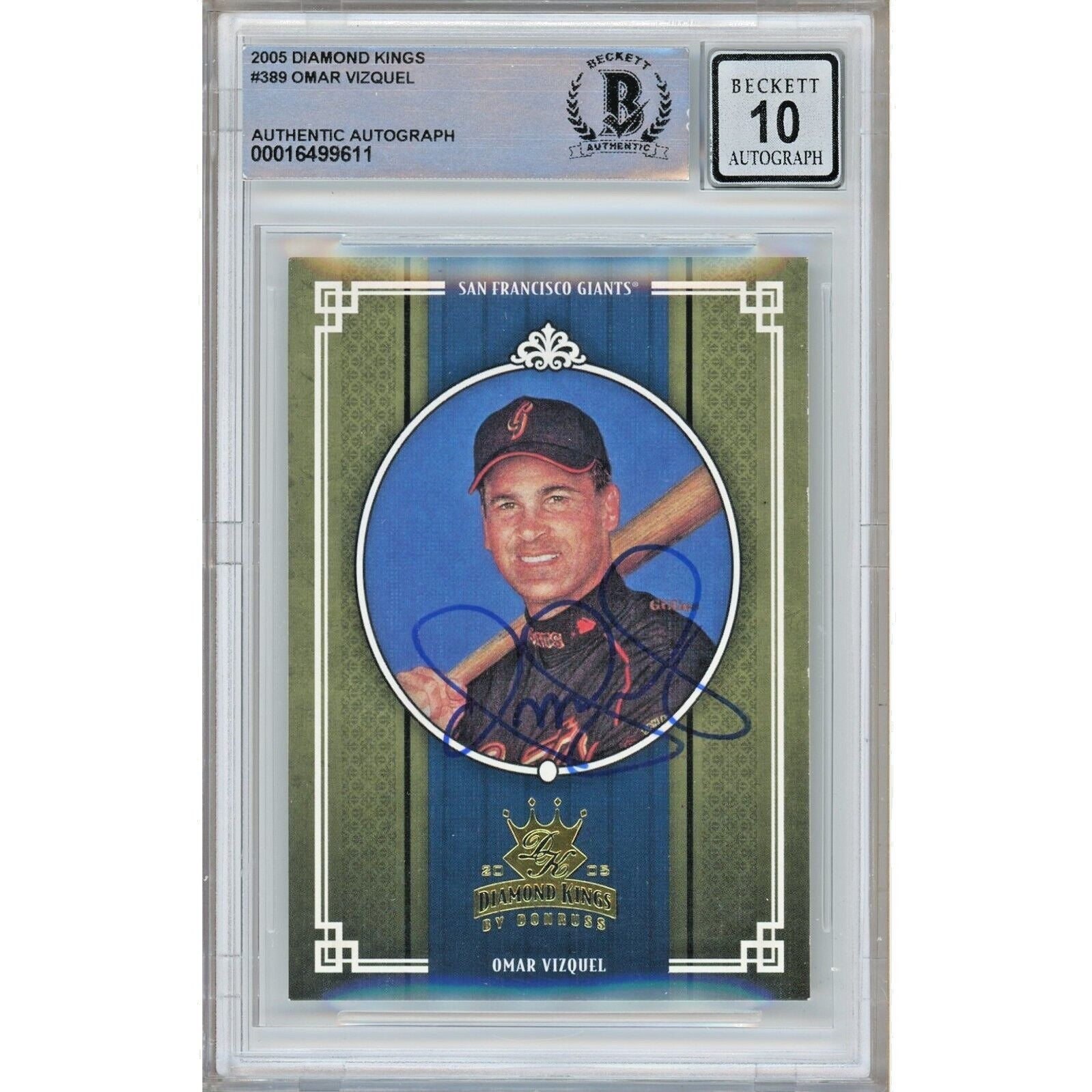 Omar Vizquel San Francisco Giants autographed trading card – full view – Beckett COA