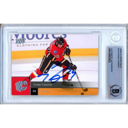 Hockey- Autographed- Craig Conroy Calgary Flames Signed 2009-10 Upper Deck Hockey Card Beckett Authentic Auto Slab Front