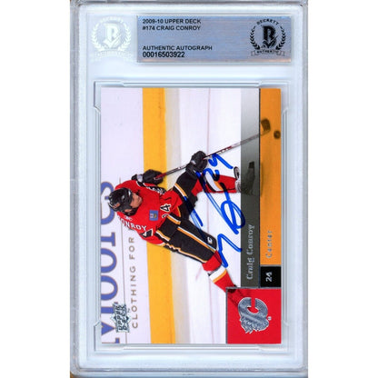 Hockey- Autographed- Craig Conroy Calgary Flames Signed 2009-10 Upper Deck Hockey Card Beckett Authenticated Auto Slab Front