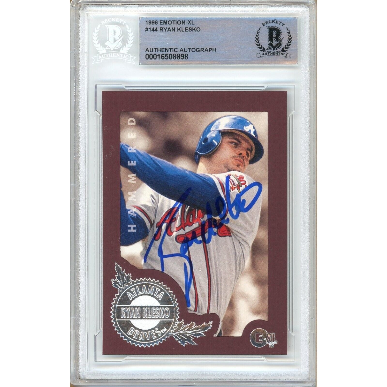 Ryan Klesko Atlanta Braves autographed trading card – full view – Beckett COA