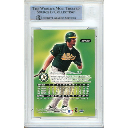 Baseballs- Autographed- Jason Giambi Oakland Athletics Signed 2000 Fleer Ultra Baseball Card Beckett Authentic Auto Slab Back