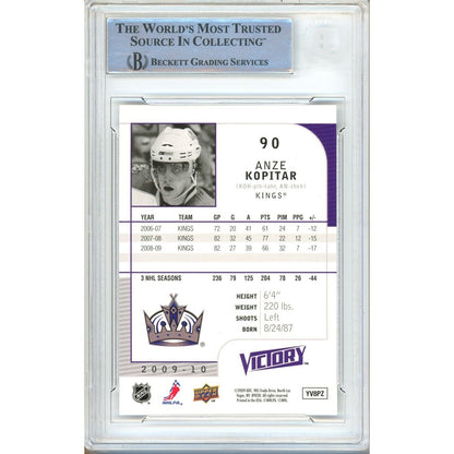 Hockey- Autographed- Anze Kopitar Los Angeles Kings Signed 2009-10 Upper Deck Victory Hockey Card Beckett Authentic Auto Slab Back