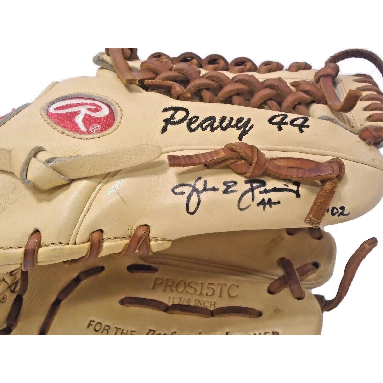 Baseballs- Autographed- Jake Peavy San Diego Padres Signed Game Used Rawlings Baseball Glove Mitt Beckett Authentic Auto COA 103