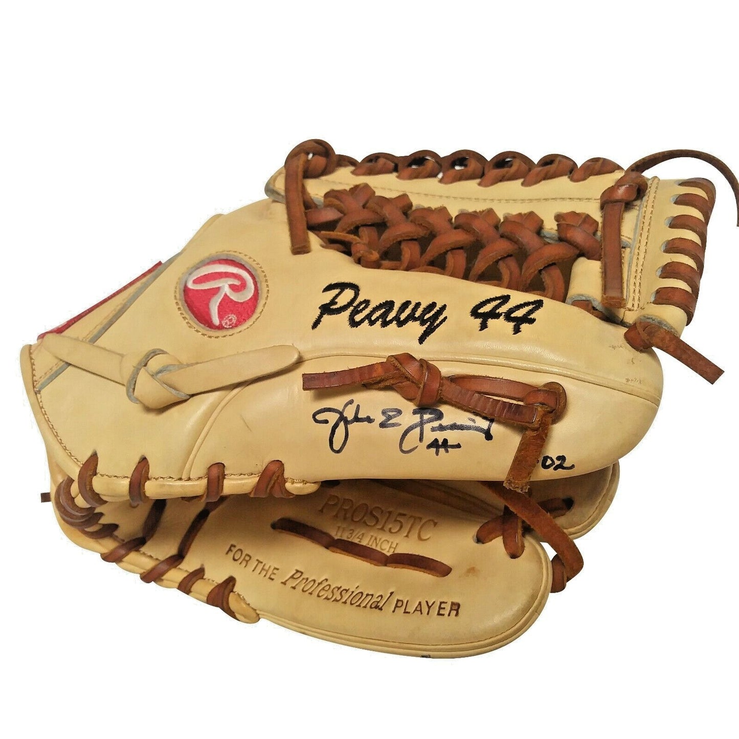 Baseballs- Autographed- Jake Peavy San Diego Padres Signed Game Used Rawlings Baseball Glove Mitt Beckett Authentic Auto COA 105