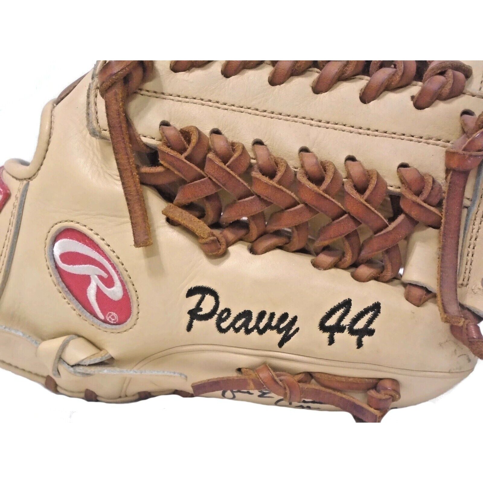 Baseballs- Autographed- Jake Peavy San Diego Padres Signed Game Used Rawlings Baseball Glove Mitt Beckett Authentic Auto COA 110