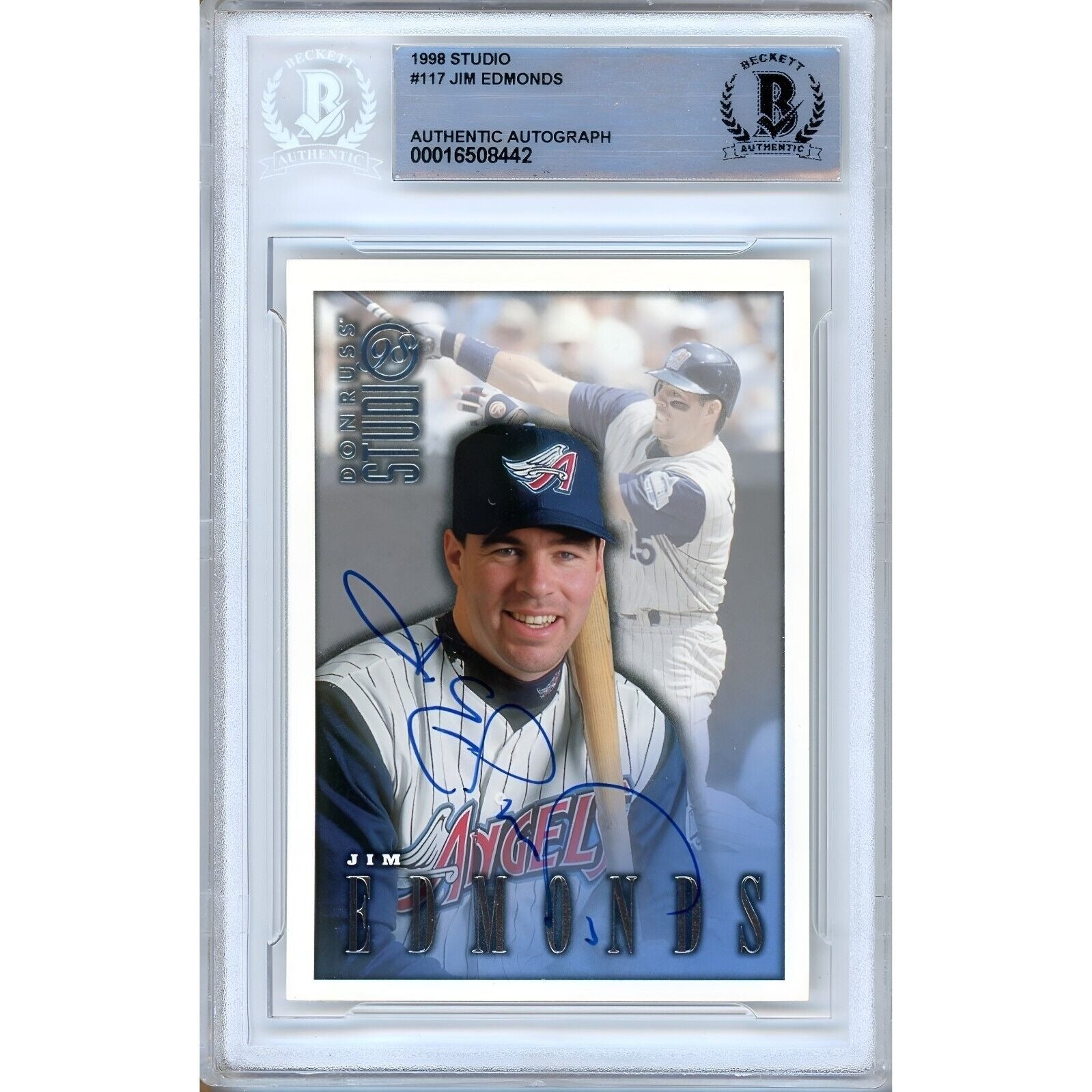 1998 Donruss Jim Edmonds LA Angels Autographed Trading Card – Beckett BAS