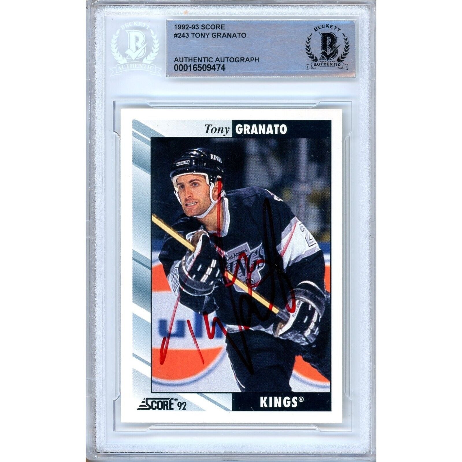 Tony Granato Los Angeles Kings autographed trading card – full view – Beckett COA
