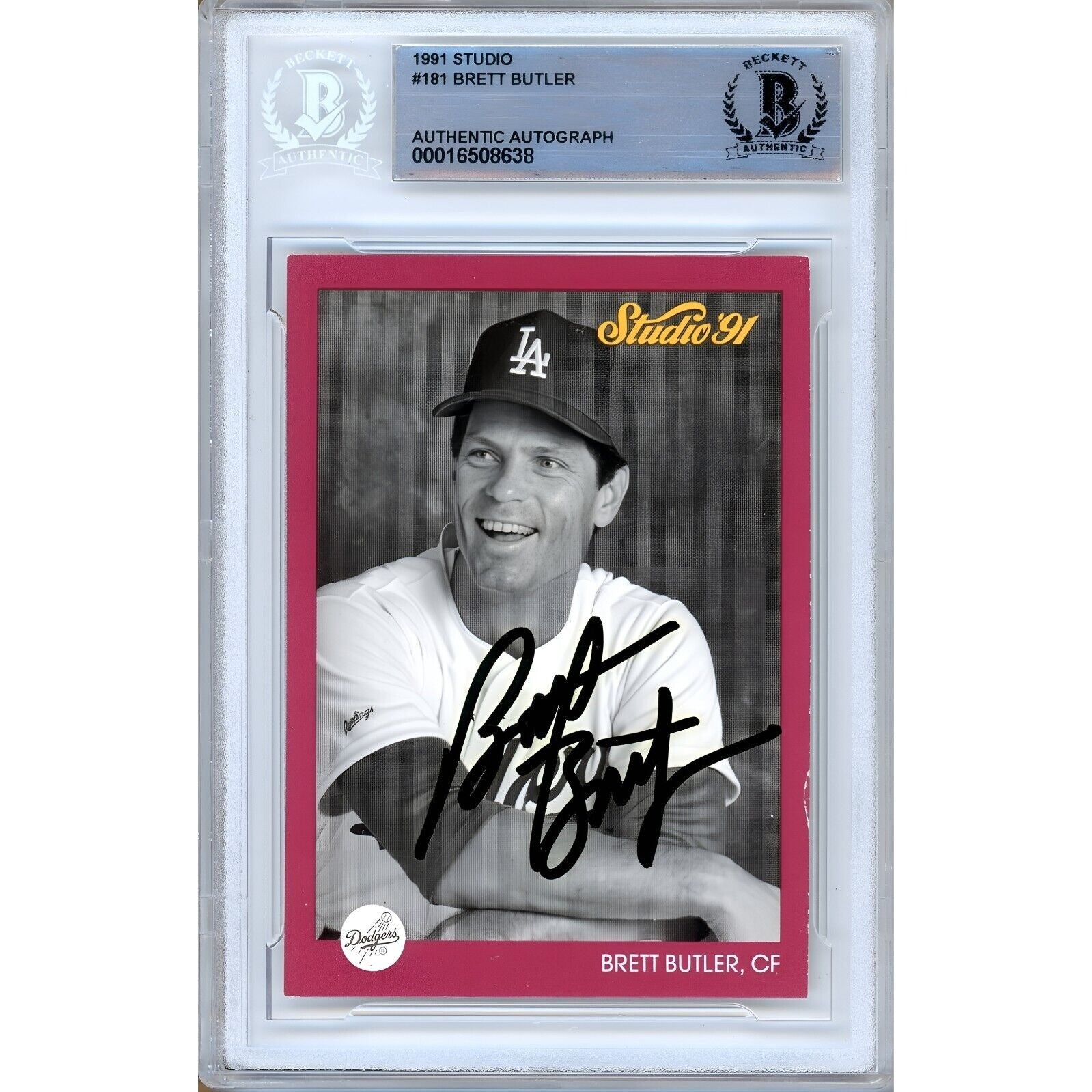 1991 Donruss #181 Brett Butler LA Dodgers Autographed Trading Card – Beckett BAS