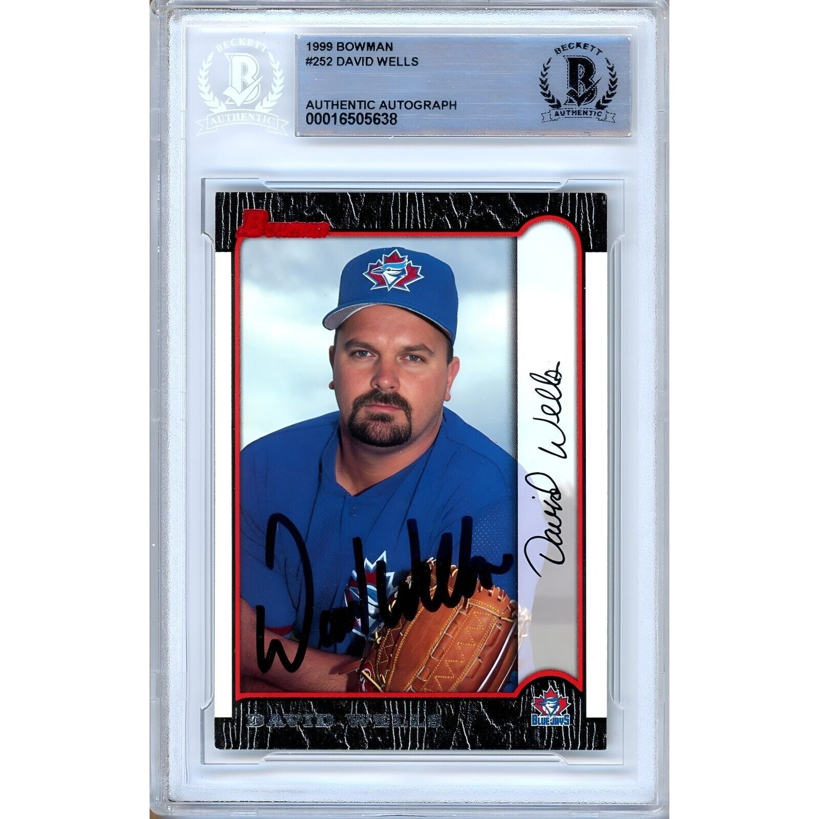 1999 Bowman #252 David Wells Toronto Blue Jays Autographed Trading Card – Beckett BAS