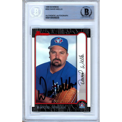 Baseballs- Autographed- David Wells Toronto Blue Jays Signed 1998 Bowman Baseball Card Beckett Authentic Auto Slab Front