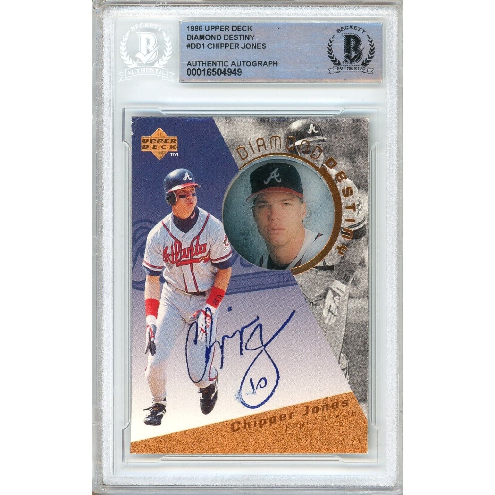 1996 Upper Deck Chipper Jones Atlanta Braves Autographed Trading Card – Beckett BAS