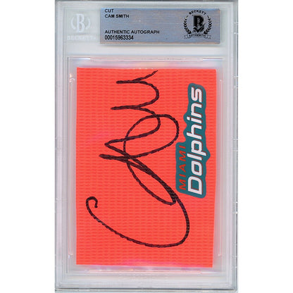 Footballs- Autographed- Cam Smith Miami Dolphins Signed End Zone Pylon Auto Cut Beckett Authenticated Slab Front