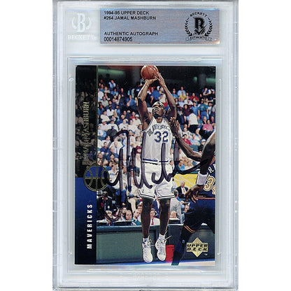 Basketballs- Autographed- Jamal Mashburn Dallas Mavericks Signed 1994-95 Upper Deck Basketball Card Beckett Authentic Auto Slab Front