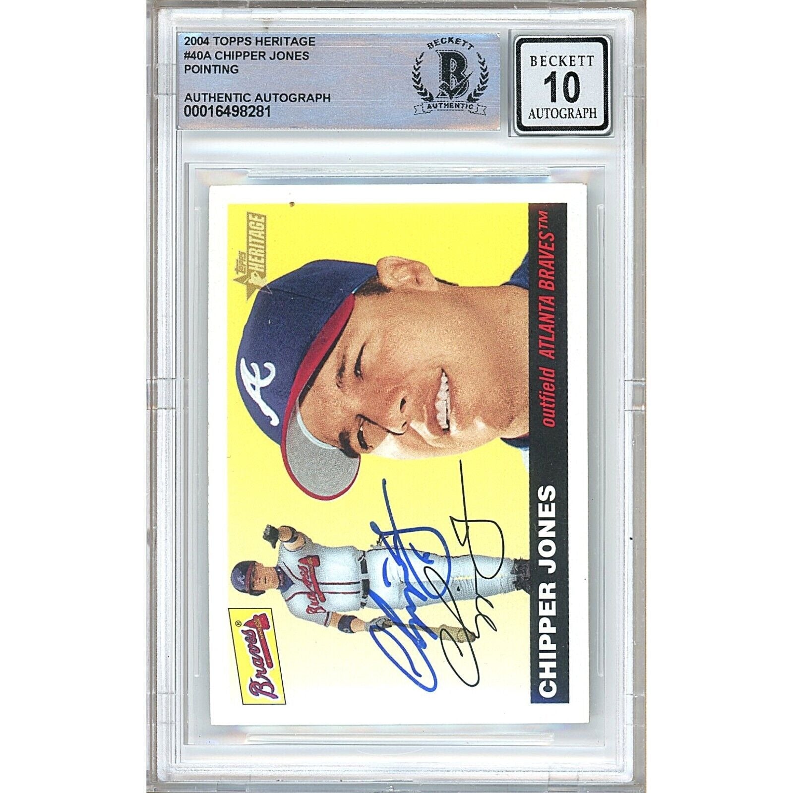 2004 Topps #40 Chipper Jones Atlanta Braves Signed Trading Card – Beckett BAS
