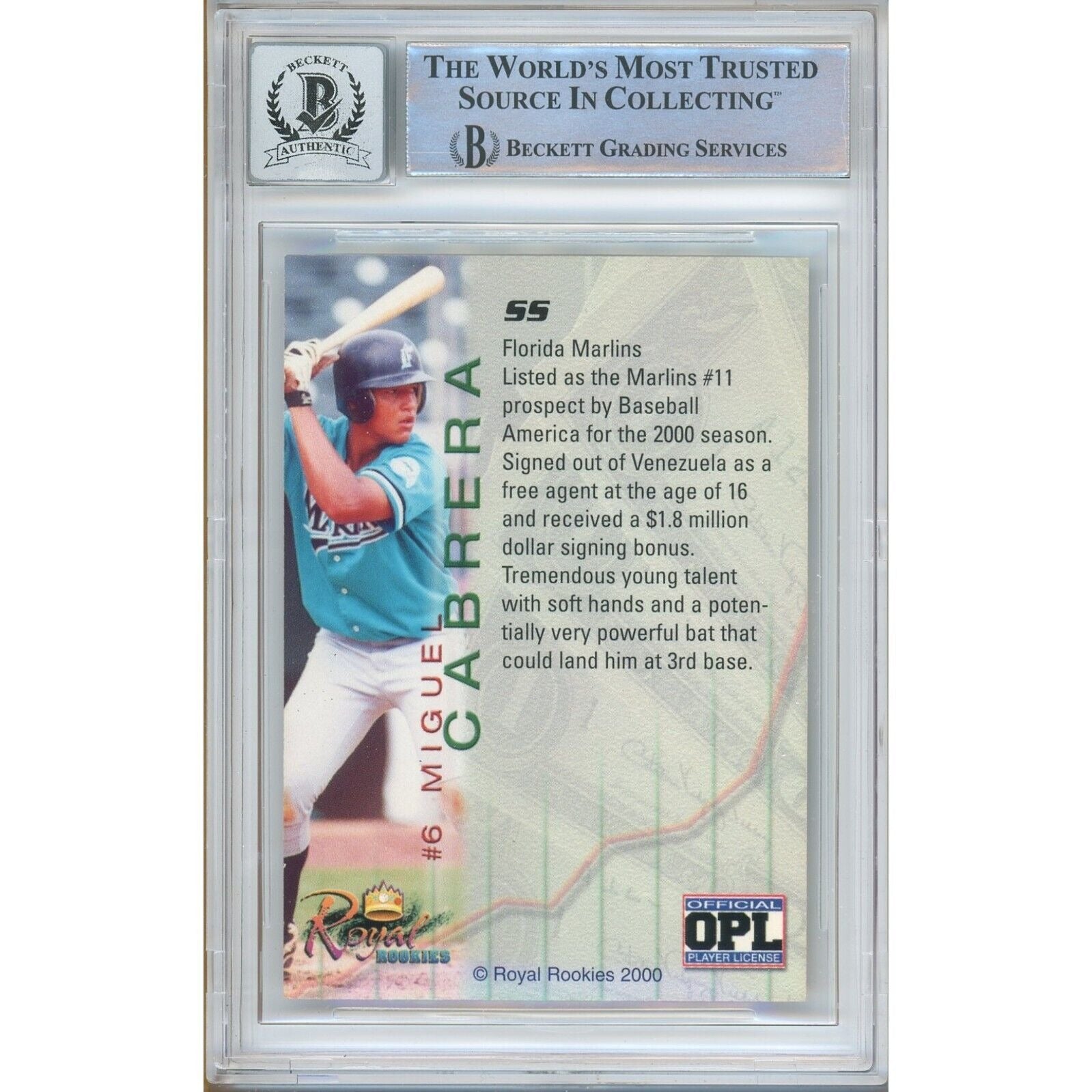 Miguel Cabrera Detroit Tigers signed trading card – signature close-up – Beckett COA