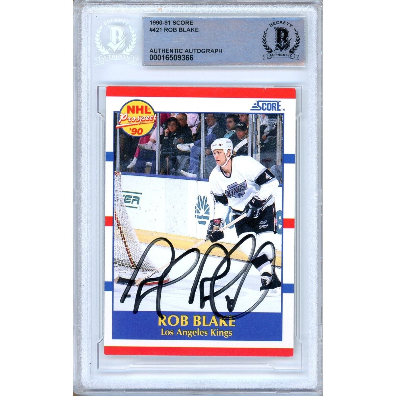 Rob Blake Los Angeles Kings autographed trading card – full view – Beckett COA