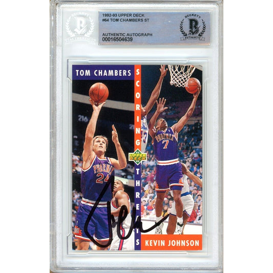 Basketballs- Autographed- Tom Chambers Phoenix Suns Signed 1993-93 Upper Deck Trading Card Beckett Authentic Auto Slab Front