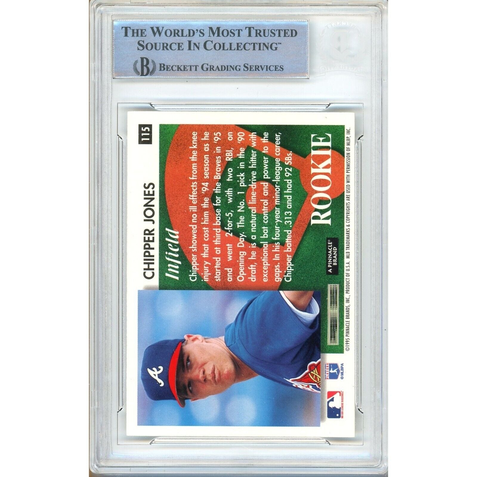 1995 #115 Chipper Jones Atlanta Braves Autograph Trading Card – Beckett BAS