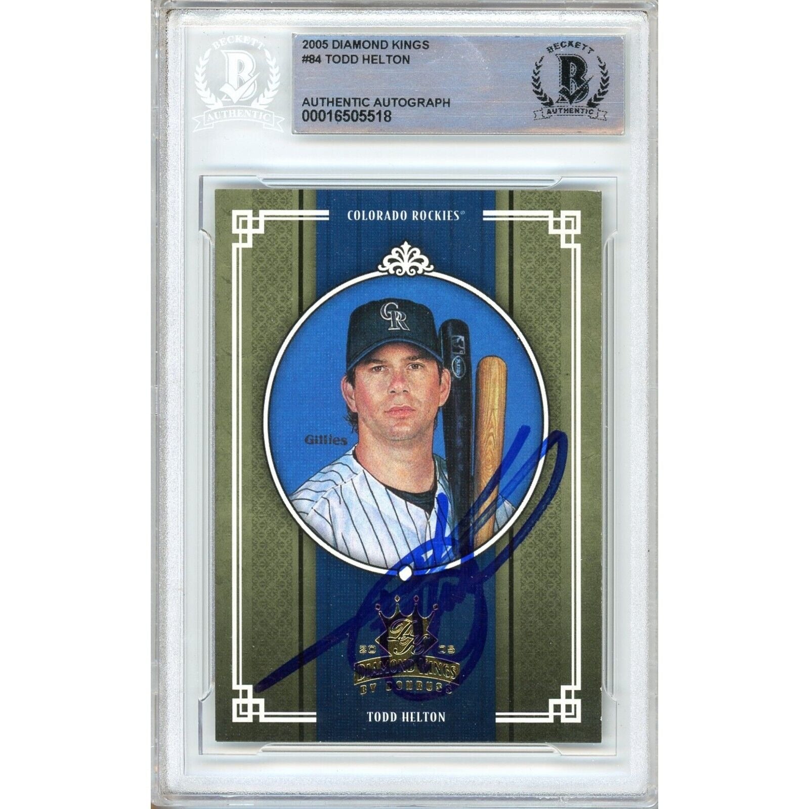 Todd Helton Colorado Rockies autographed trading card – full view – Beckett COA