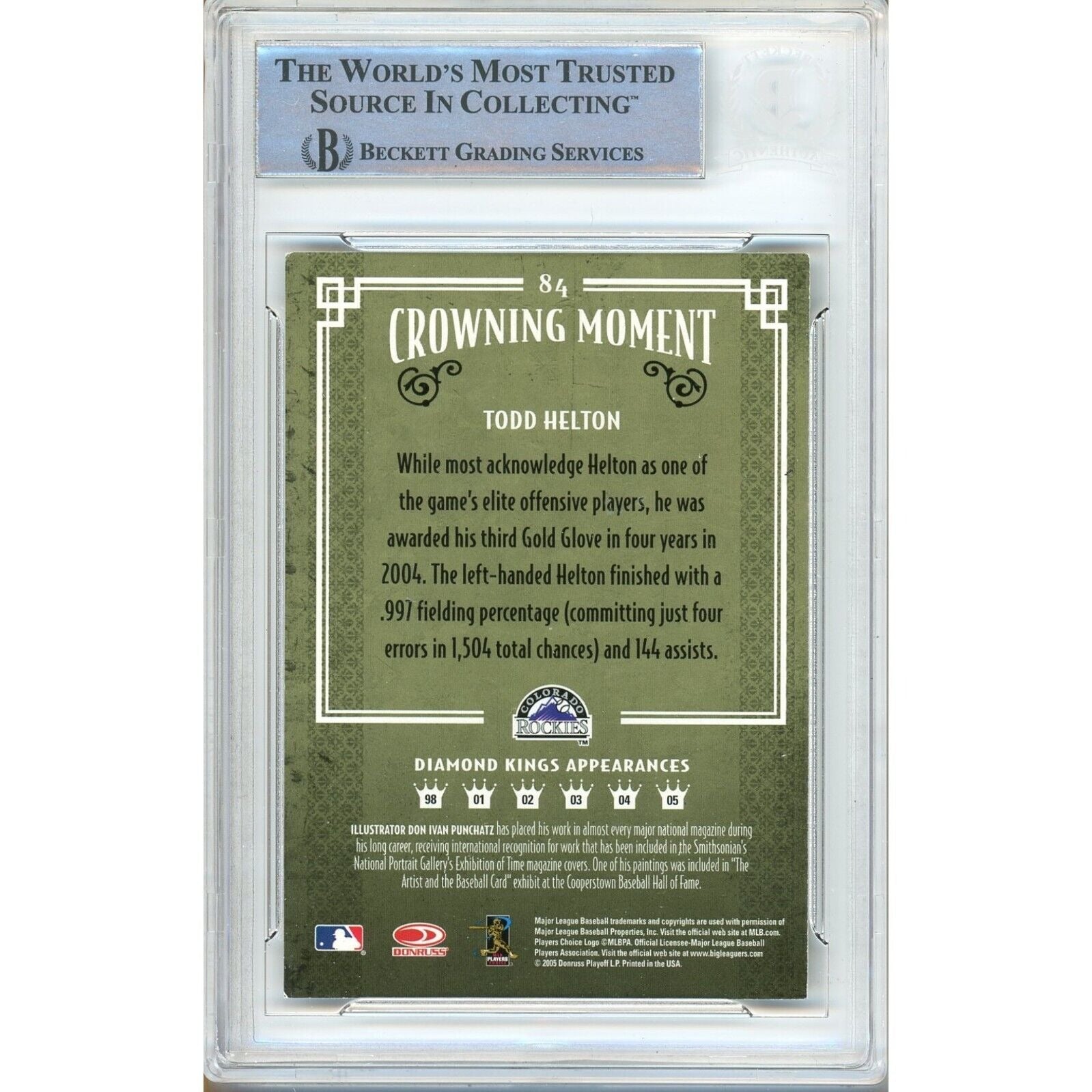 Todd Helton Colorado Rockies signed trading card – signature close-up – Beckett COA