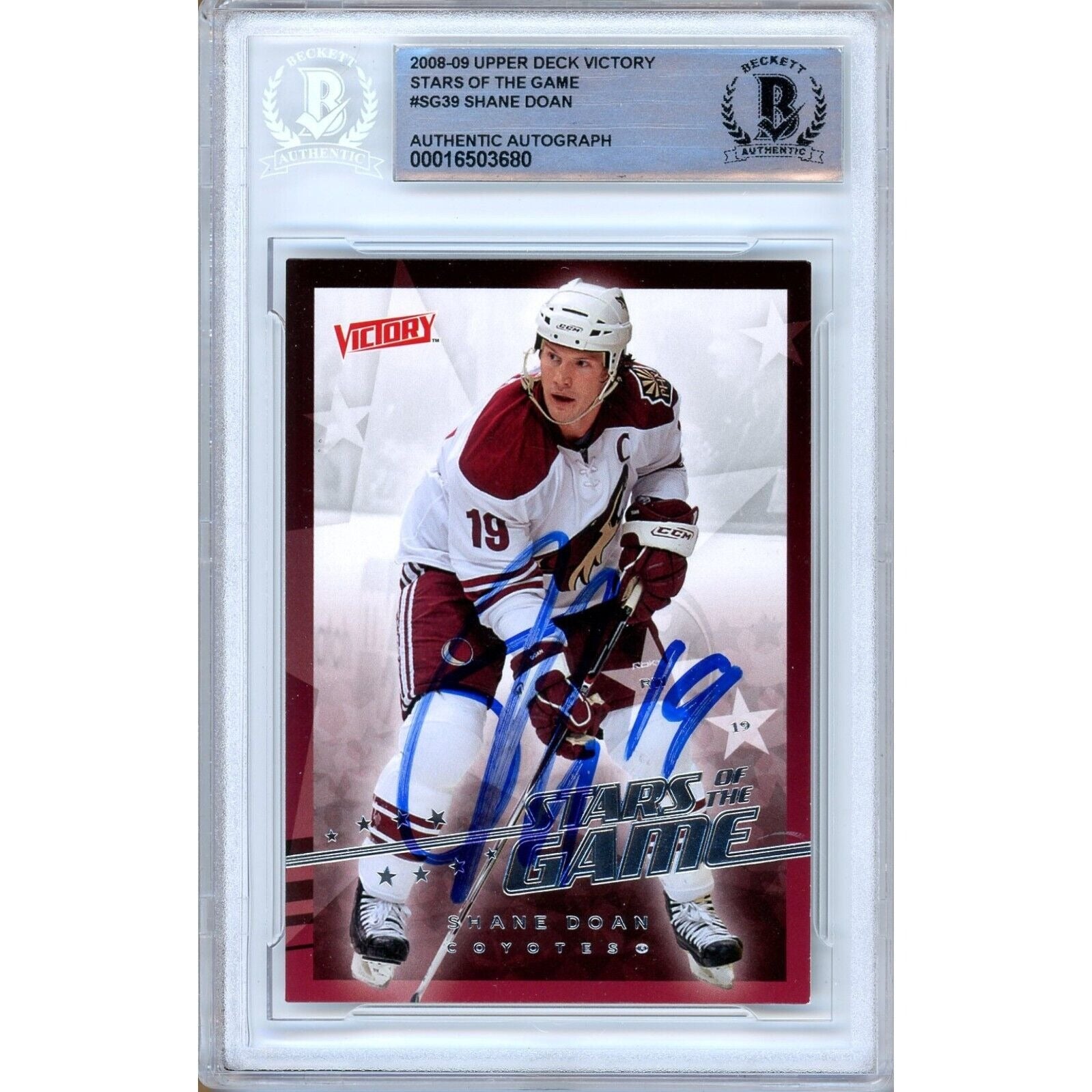 Shane Doan Az Coyotes autographed trading card – full view – Beckett COA
