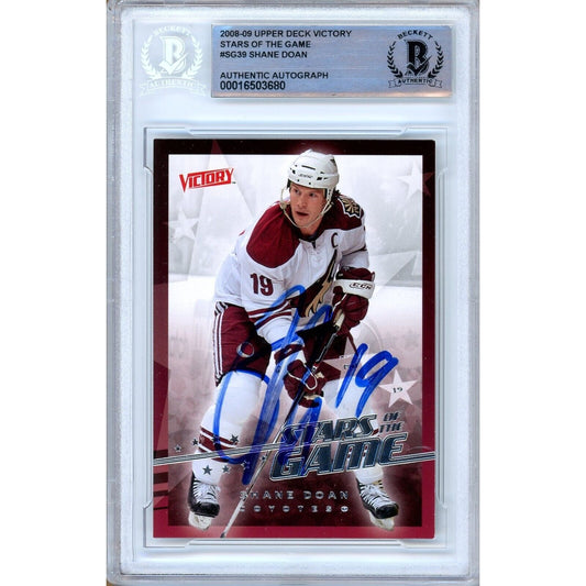 Hockey- Autographed- Shane Doan Arizona Coyotes Signed 2008-09 Upper Deck Victory Stars of the Game Trading Card Beckett Authentic Auto Slab Front