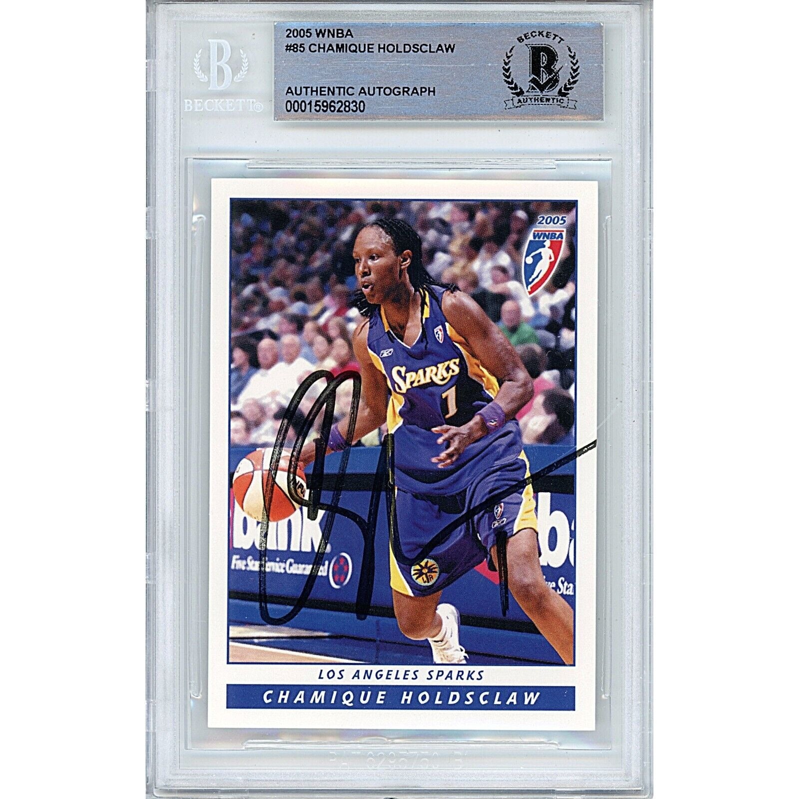 Basketballs- Autographed- Chamique Holdsclaw Los Angeles Sparks Signed 2005 WNBA Basketball Card Beckett Authentic Auto Slab Front