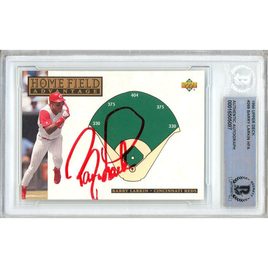 Baseballs- Autographed- Barry Larkin Cincinnati Reds Signed 1994 Upper Deck Baseball Card Beckett Authentic Auto Slab Front