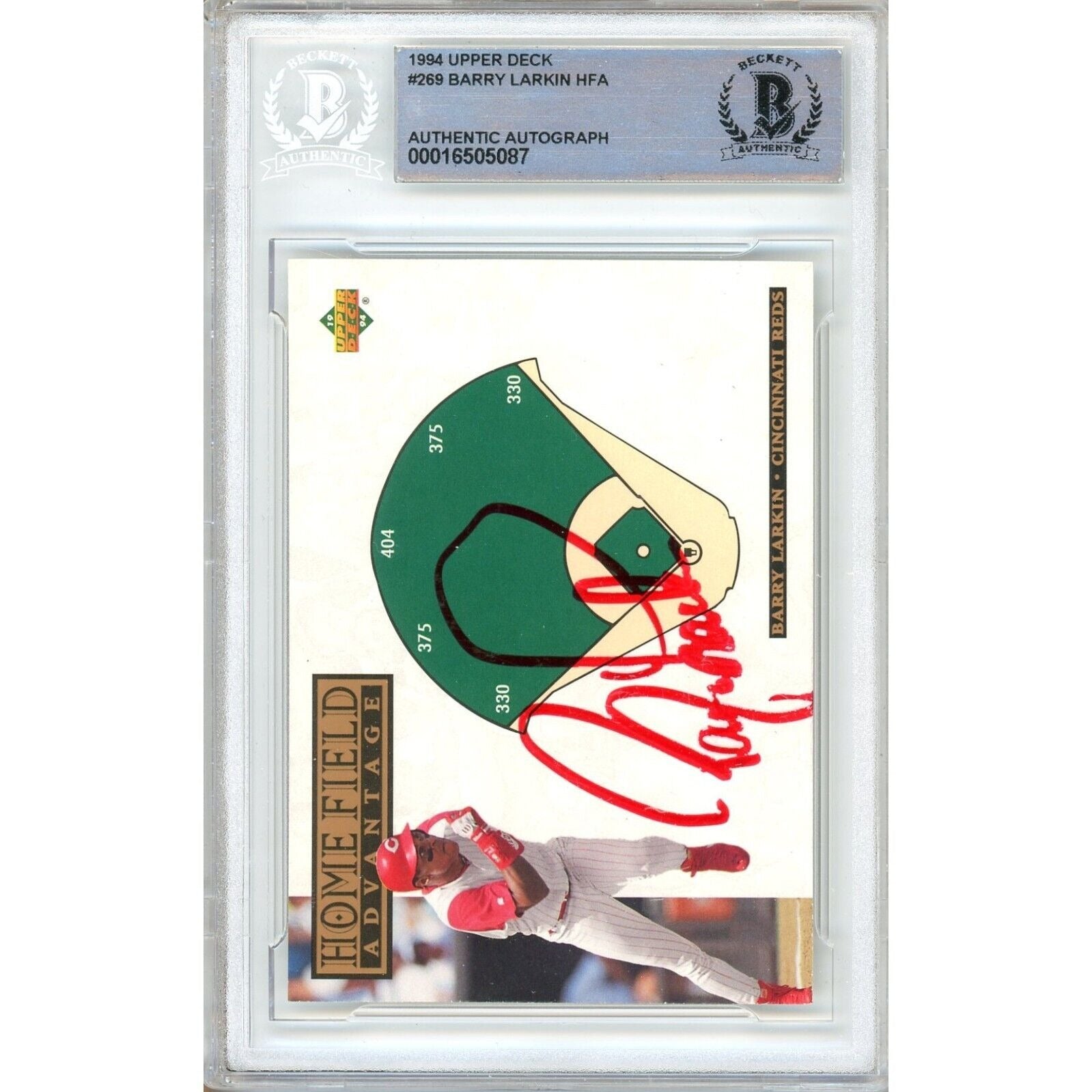 1994 Upper Deck #269 Barry Larkin Cincinnati Reds Signed Trading Card – Beckett BAS