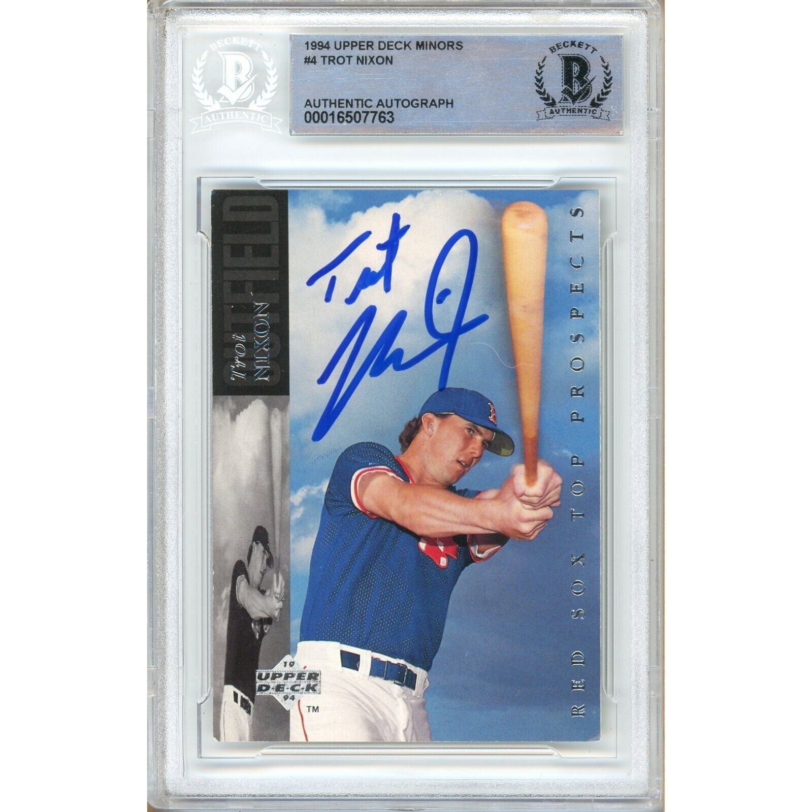 Trot Nixon Boston Red Sox autographed trading card – full view – Beckett COA