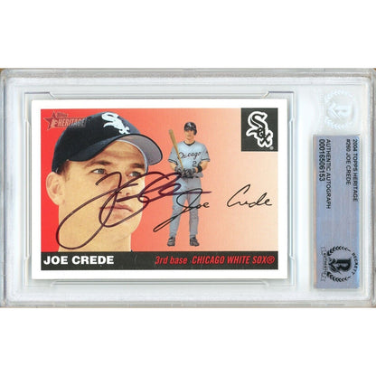 Baseballs- Autographed- Joe Crede Chicago White Sox Signed 2004 Topps Heritage Baseball Card Beckett Authentic Auto Slab Front