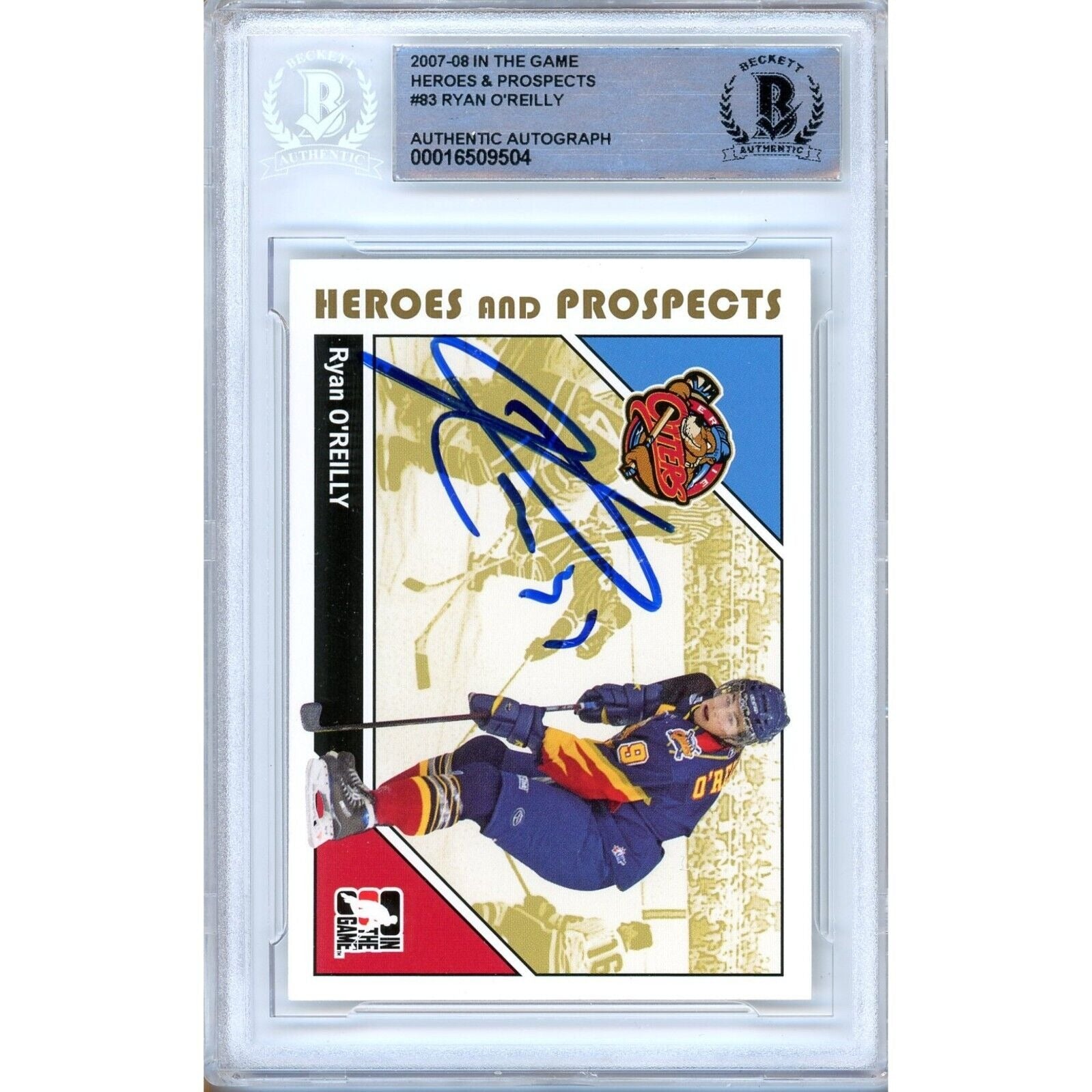 Hockey- Autographed- Ryan O'Reilly St Louis Blues Signed 2007-08 ITG In The Game Trading Card Beckett Authenticated Auto Slab Front