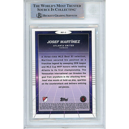 Soccer- Autographed- Josef Martinez Atlanta United FC Signed 2022 Finest MLS Prized Footballers Insert Soccer Card Beckett Authentic Auto Slab Back