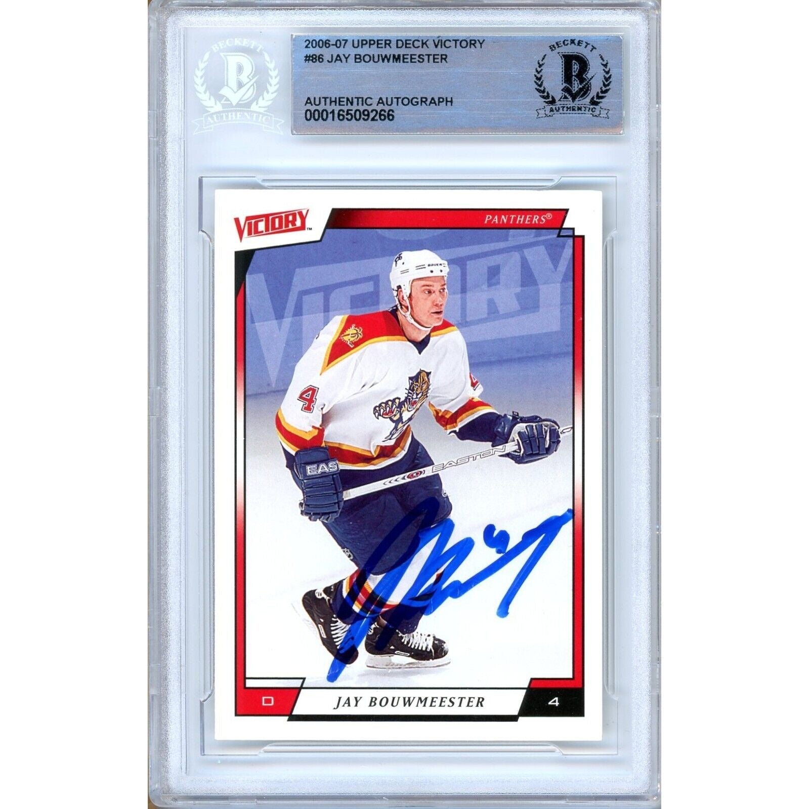 Jay Bouwmeester Florida Panthers Autographed Trading Card Beckett BAS