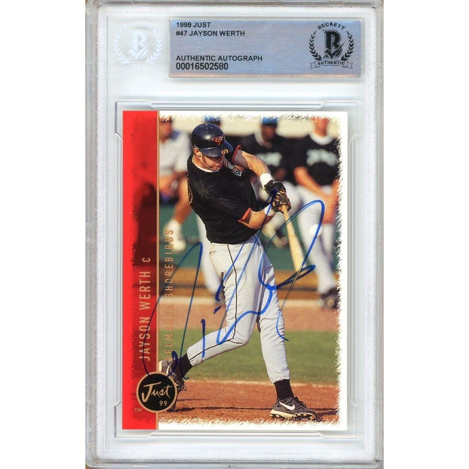 Jayson Werth Just Minors Autographed Trading Card Beckett BAS