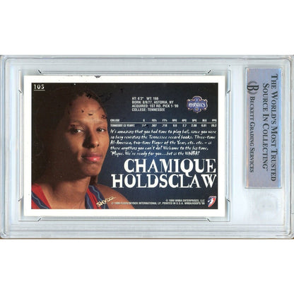 Basketballs- Autographed- Chamique Holdsclaw Washington Mystics Signed 1999 Hoops WNBA Basketball Card Beckett Authentic Auto Slab Back