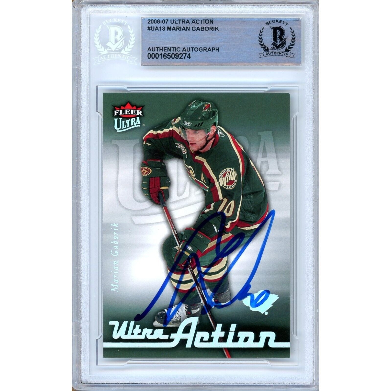 Marian Gaborik Minnesota Wild autographed trading card – full view – Beckett COA