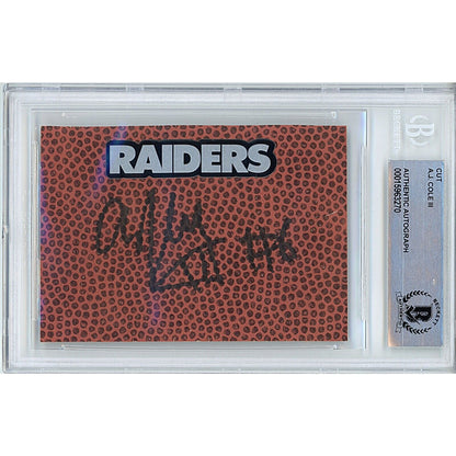 Footballs- Autographed- AJ Cole Las Vegas Raider Signed Football Cut Beckett Authentic Auto Slab Front