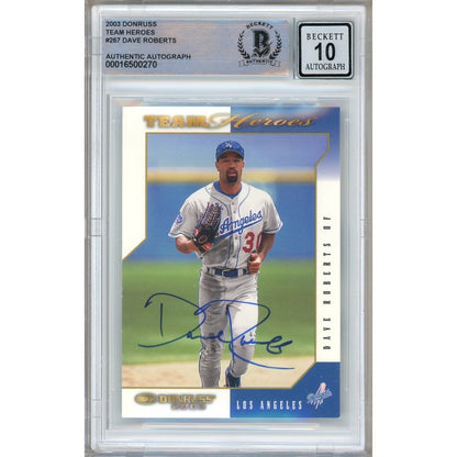 Dave Roberts LA Dodgers Signed 2003 Donruss Team Heroes Card BGS Auto 10 Graded