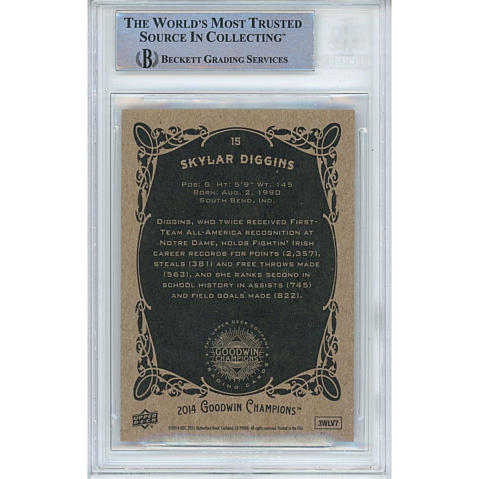 Skylar Diggins Seattle Storm Signed Trading Card Beckett BAS