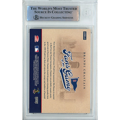 Soccer- Autographed- Brandi Chastain Team USA Signed 2004 Donruss Elite Fans of the Game Boston Red Sox Baseball Card Beckett Authentic Auto Slab Back