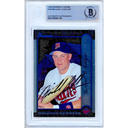 Baseballs- Autographed- Michael Cuddyer Minnesota Twins Signed 1999 Bowman Chrome Baseball Card Beckett Authentic Auto Slab Front