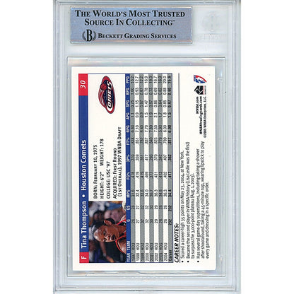 Basketballs- Autographed- Tina Thompson Houston Comets Signed 2005 WNBA Trading Card Beckett Authenticated Auto Slab Back