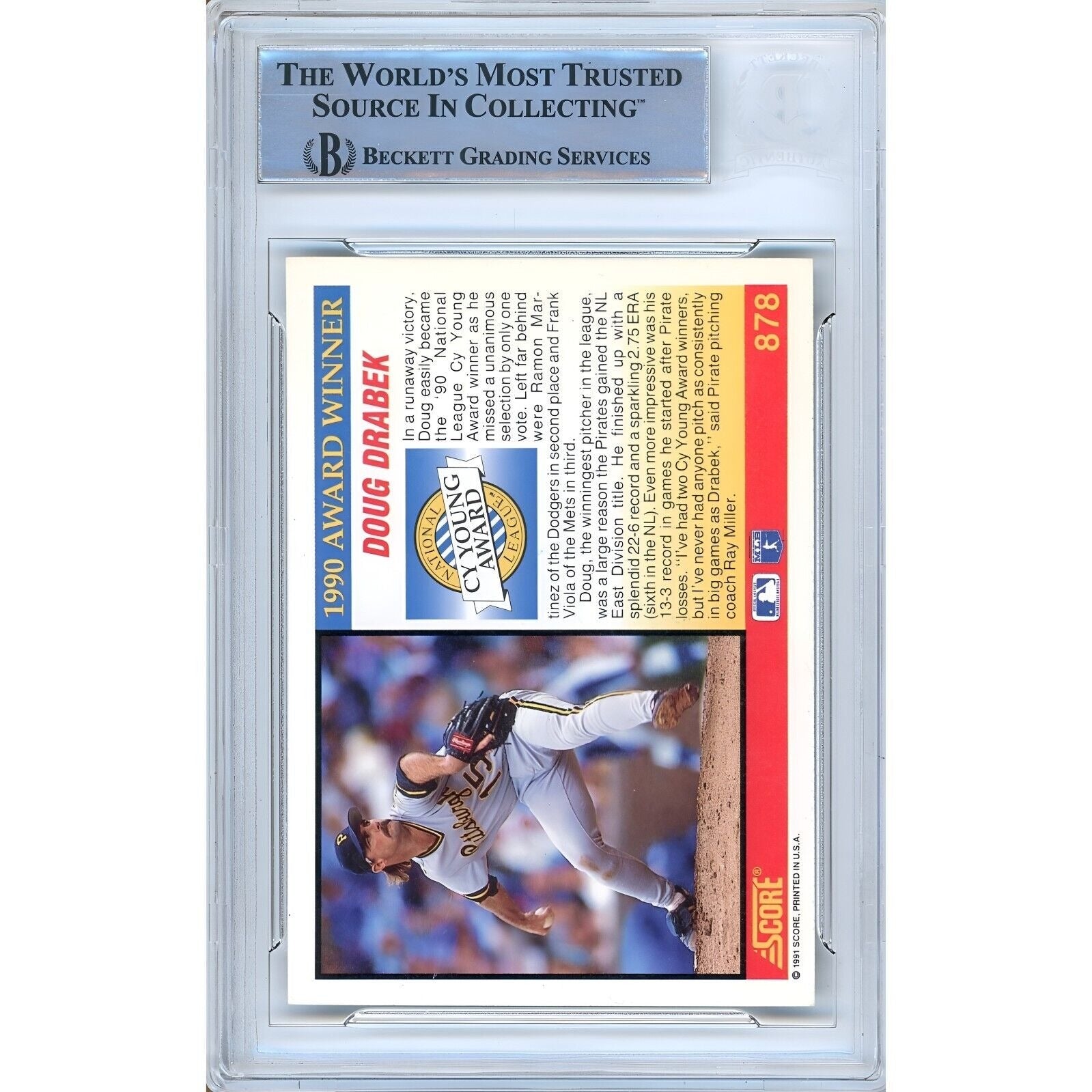 Doug Drabek Pittsburgh Pirates auto trading card – authentication sticker – Beckett COA