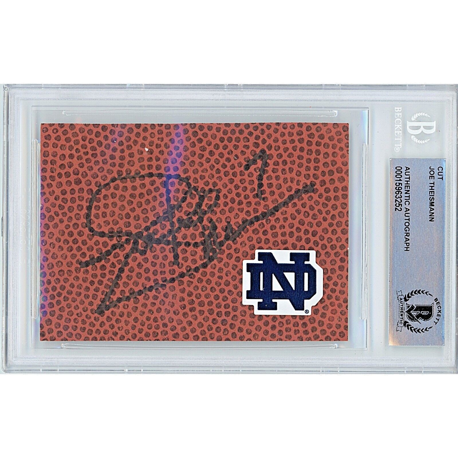 Joe Theismann autographed trading card – full view – Beckett COA